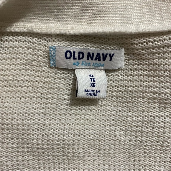 Old Navy Ivory Open Knit V Neck Cardigan Sweater - Picture 4 of 5
